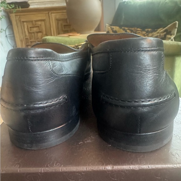 Gucci Jordaan Leather Loafers in Black w/ Gold Horsebits - Picture 9 of 13